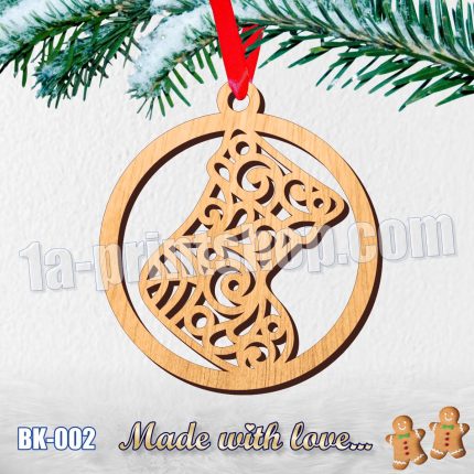unikatna drvena bozicna kuglica za bor BK002