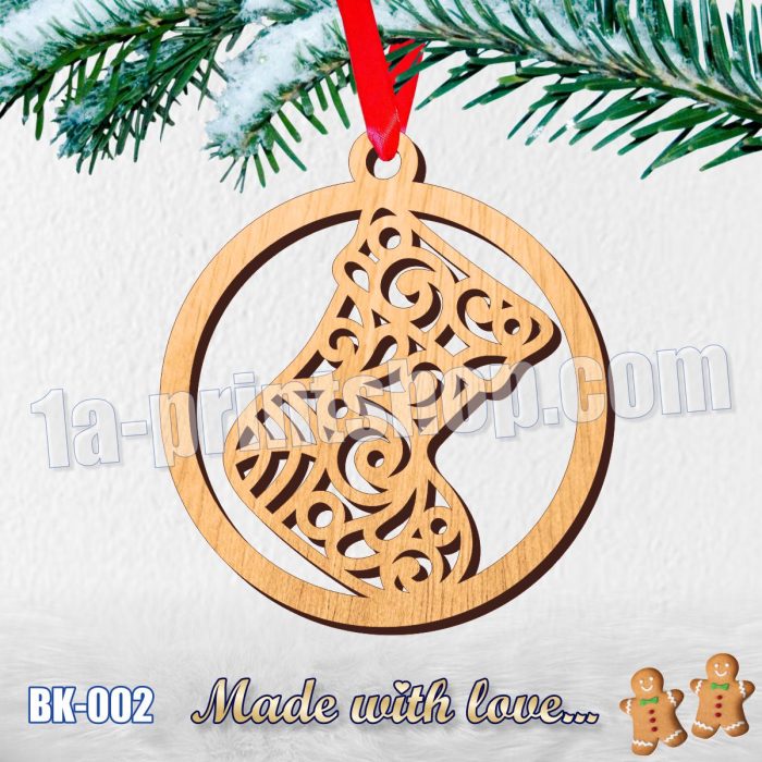 unikatna drvena bozicna kuglica za bor BK002